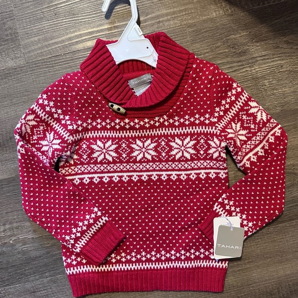 Tahari Festive Red and White Cowl Neck Sweater 2T - Picture 1 of 1